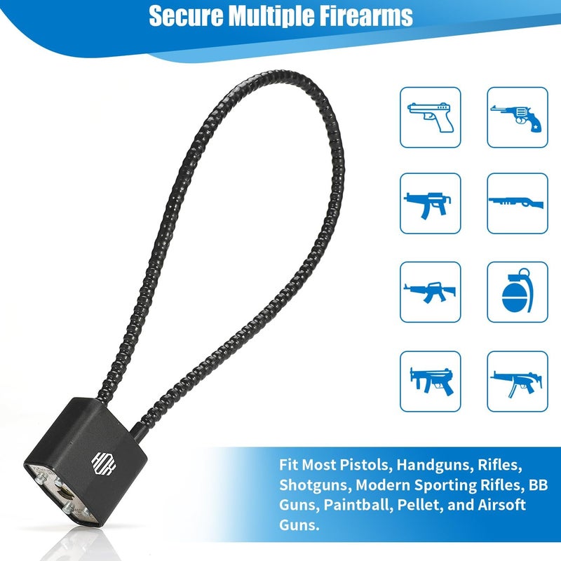 HOX Cable Gun Locks with Keys - Keyed Alike Cable Gun Safe Lock, for Firearm Locking and Safety - Image 5